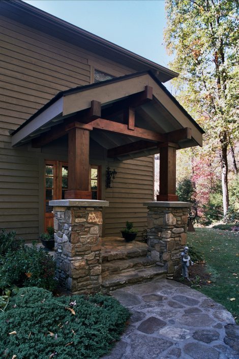 Stone Entry Porch, asheville, scott w bartholomew architecture