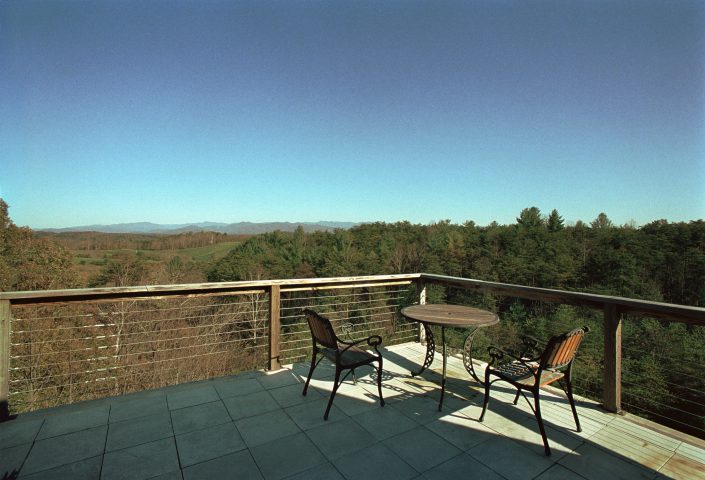 Terrace design with mountain view, asheville, Scott W Bartholomew Architect