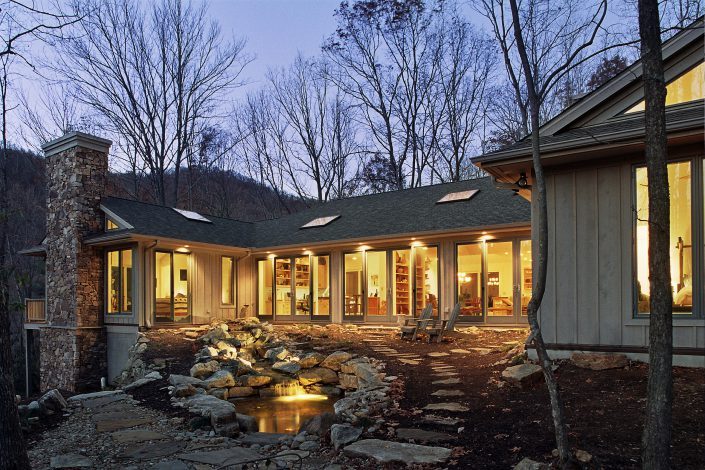 terrace and fountain, asheville, Scott W Bartholomew Architect